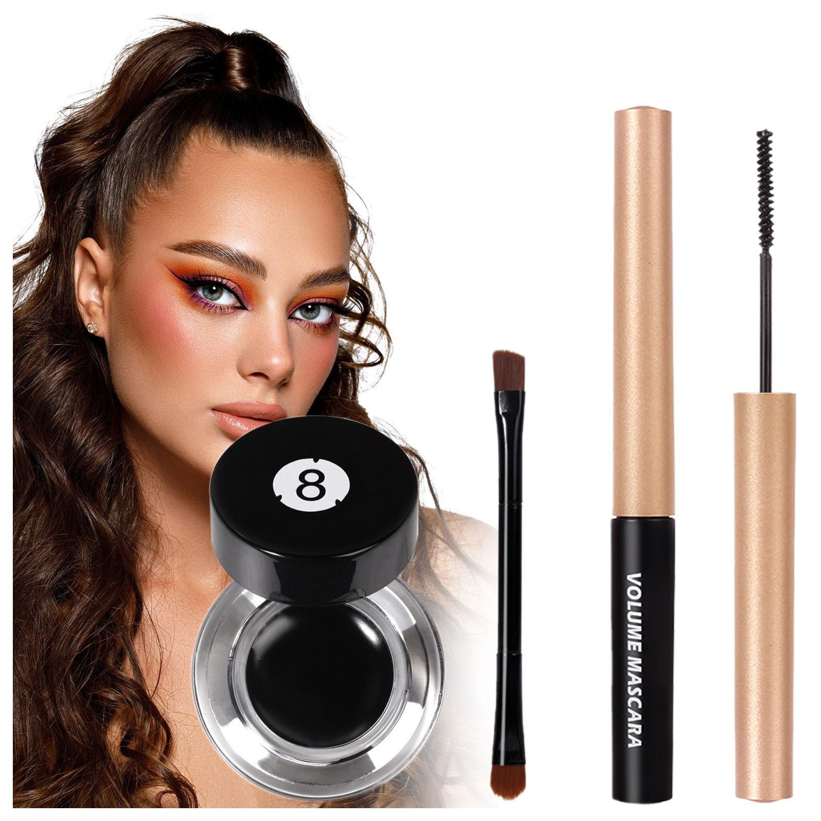 Mascara Eyeliner Set Combination Waterproof Curling Long Lasting Eyeliner Thin and Long Lasting