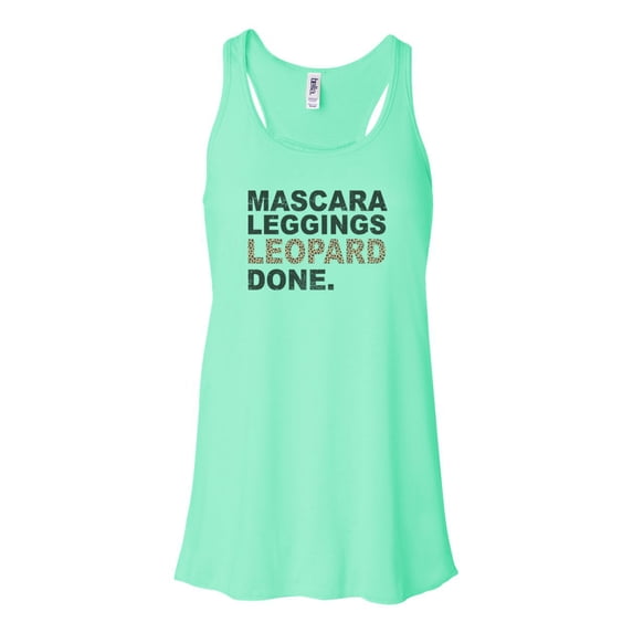 "Mascara Leggings Leopard Done, Women's Tank Top, Leopard Print, Mascara Shirt, Racerback, Gift For Her, Gym Apparel, Workout Top, Boujie, Mint , SMALL"