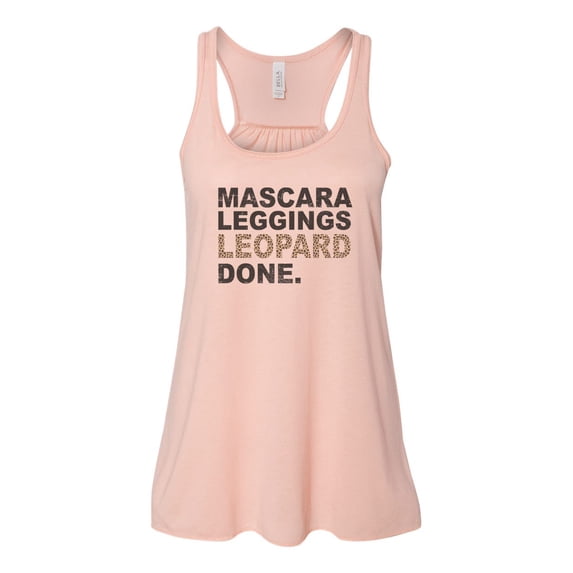 "Mascara Leggings Leopard Done, Women's Tank Top, Leopard Print, Mascara Shirt, Racerback, Gift For Her, Gym Apparel, Workout Top, Boujie, Peach, EXTRA SMALL"