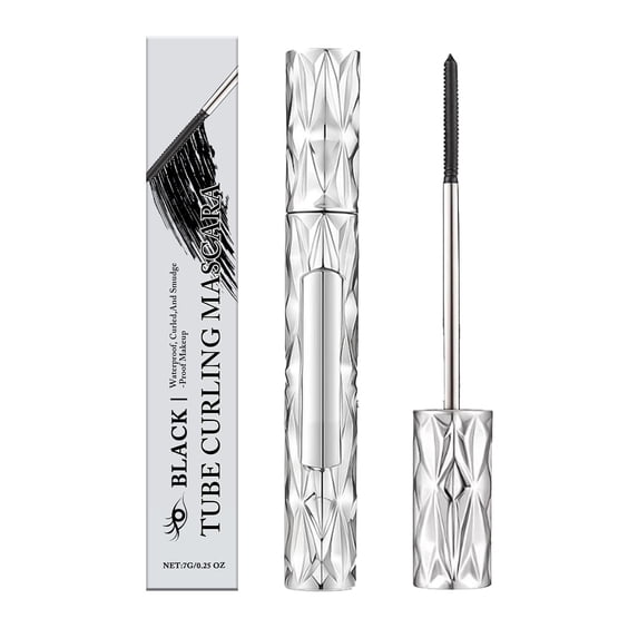 Mascara, Steel Tube Metal Wand Mascara, Volumizing Curling Mascara for Daily Makeup, Smudge-Proof Long Lasting Wear, Washable Applicator, Black, 7g