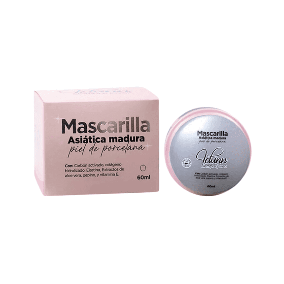 Mascarilla Facial Asitica Piel de Porcelana Mature Women Idunn [60ml] for Face, Nose, Pores, All Skin with activated charcoal