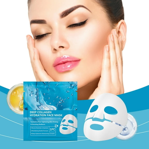 Mascarilla facial hidratante de colgeno, tratamiento antiarrugas e hidratante, mascarilla de 32 g para piel seca, mejora la elasticidad e ilumina la tez, frmula suave para piel sensible.
