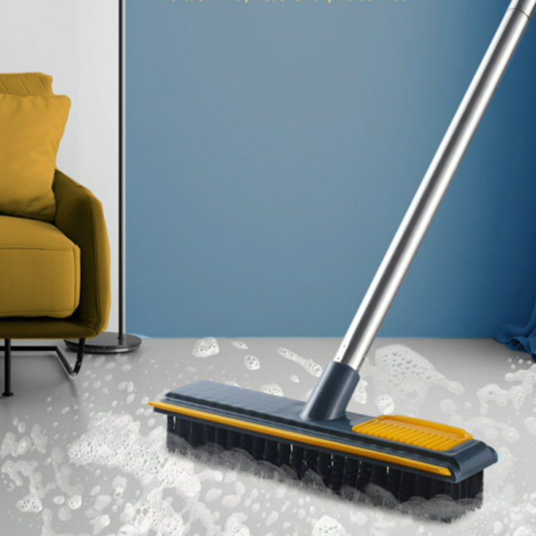 MR.SIGA Floor Scrub Brush Long Handle, 2 in 1 Floor Scrubber&Squeegee
