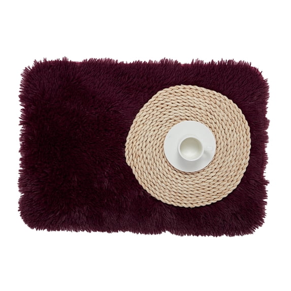 Mascarry Shaggy Fluffy Area Rug for Living Room, Ultra Soft Bedside Bedroom Carpets, Wine Red
