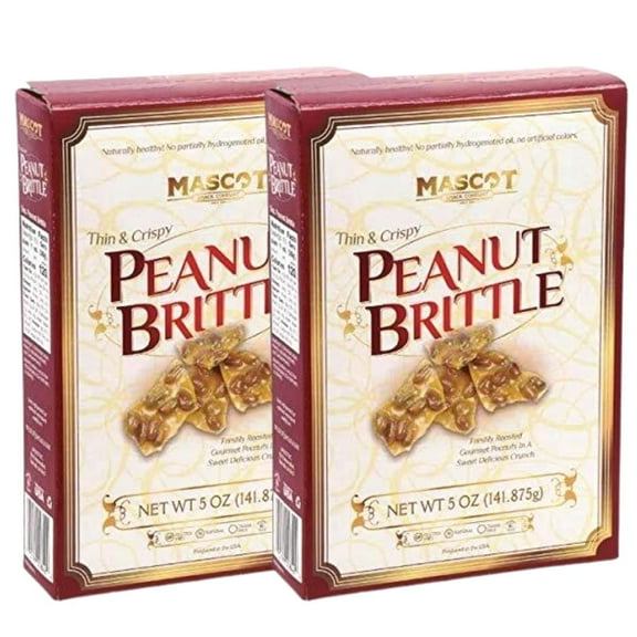 Mascot (2) Box Thin & Crispy Peanut Brittle - Freshly Roasted Gourmet Peanuts in a Sweet Delicious Crunch Holiday Candy - Net Wt 5oz Each