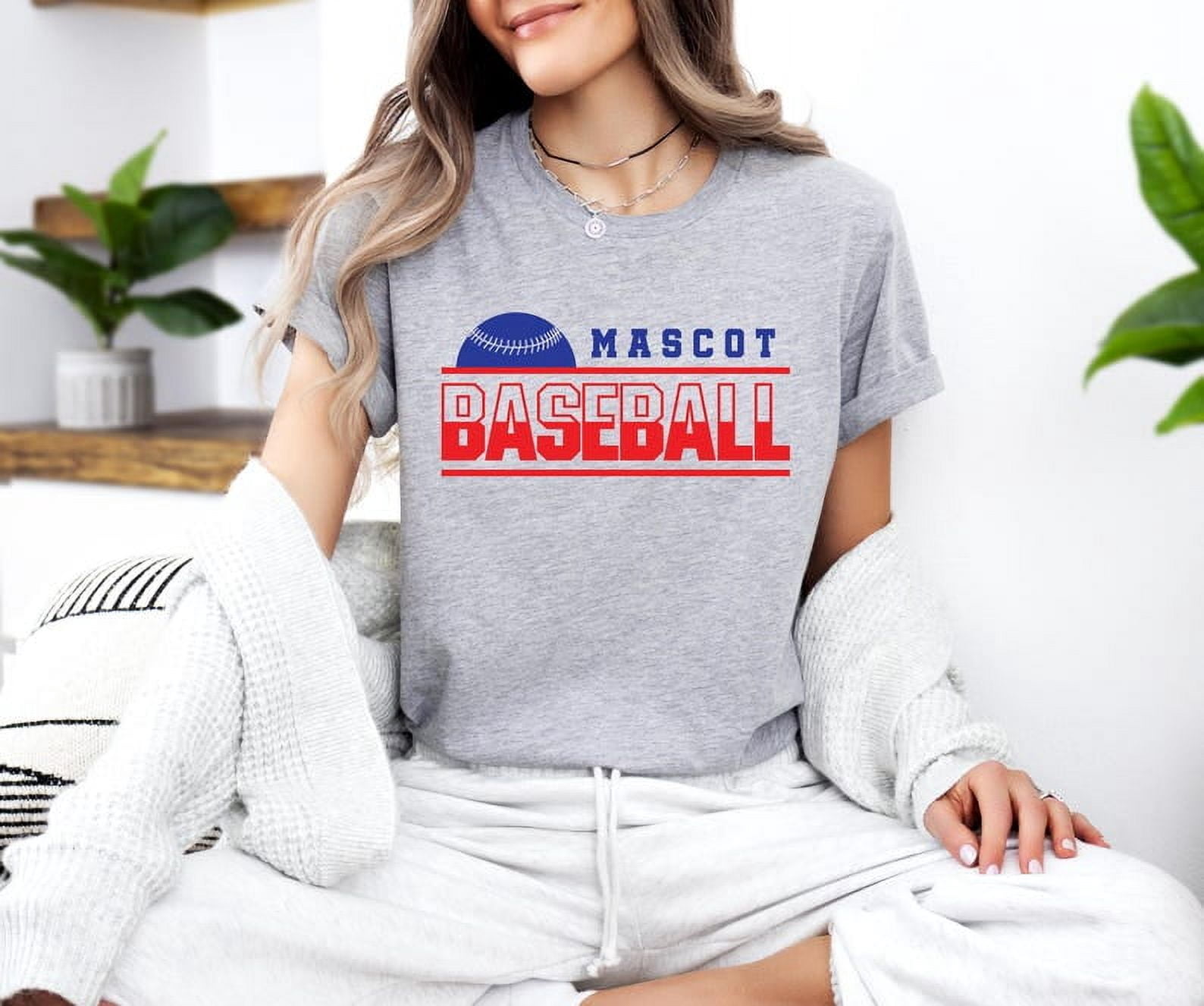 Mascot Baseball T-Shirt, Cute Softball Game Day Tee, Vintage Sports Aesthetic Shirt, Bow Baseball Crewneck