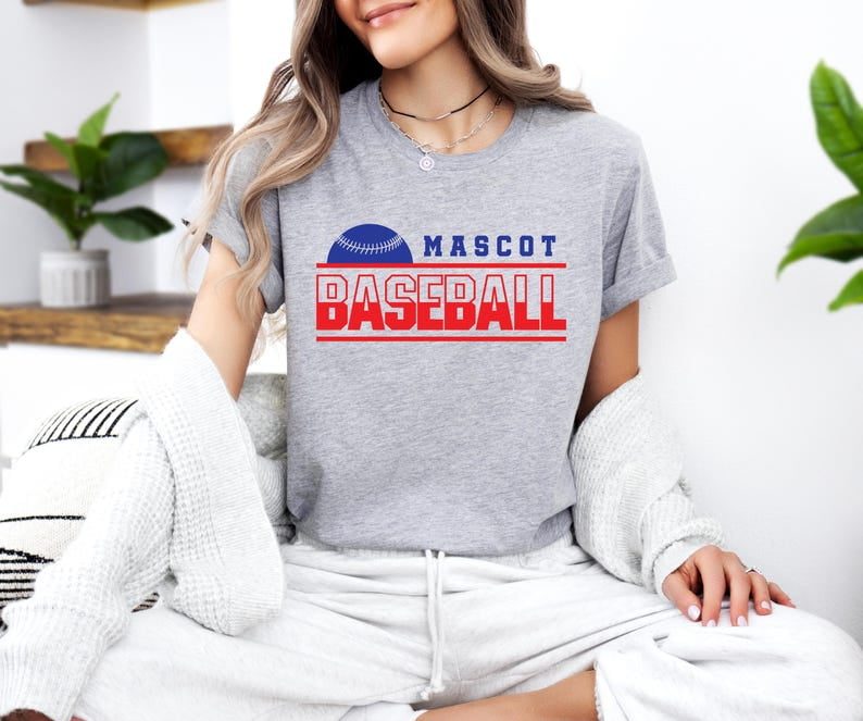 Mascot Baseball T-Shirt, Cute Softball Game Day Tee, Vintage Sports Aesthetic Shirt, Bow Baseball Crewneck