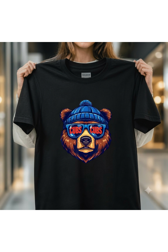 Mascot Bear Wearing Sunglasses Retro Summer Beach Vacation Graphic Unisex T-Shirt, up to size 5XL