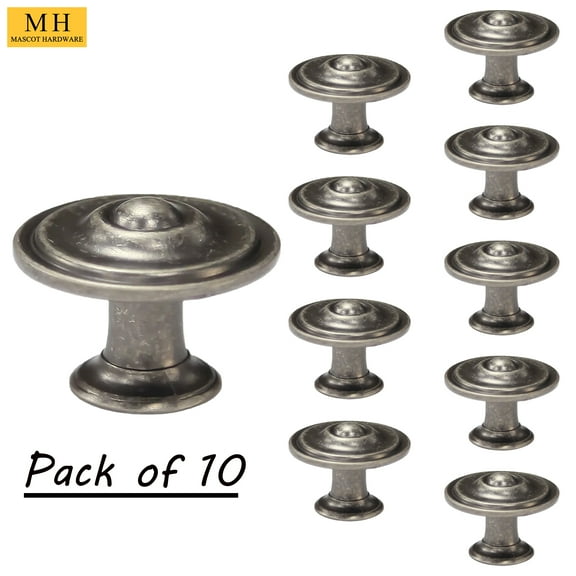 Mascot Hardware 10 Pack Antique Pewter Cabinet Knobs Kitchen Drawer Knobs Modern Cabinet Hardware Knobs