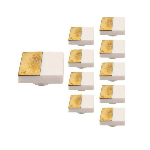 Mascot Hardware Allentown Effect White Resin Cabinet Knob - Pack Of 10 Square