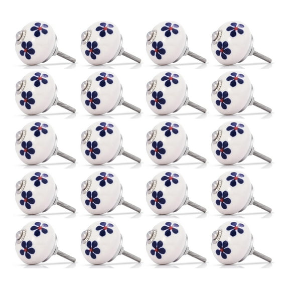 Mascot Hardware Anemone 1-5/8 In. (42Mm) Blue & White Cabinet Knob - Pack of 20