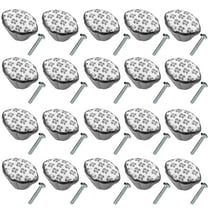 Mascot Hardware Ceramic Oval 1-3/4 In. White & Silver Cabinet Knob - Pack of 20