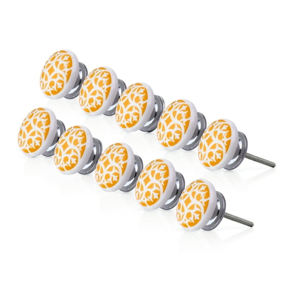 Mascot Hardware Ceramic knob Dresser Knob Cabinet Hardware For Furniture Dresser Knob Yellow Cabinet Cupboard Dresser Knob Pack of 10