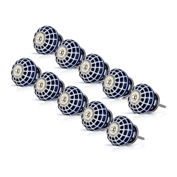 Mascot Hardware Checkered Blue Round Cabinet Knob Pack-10