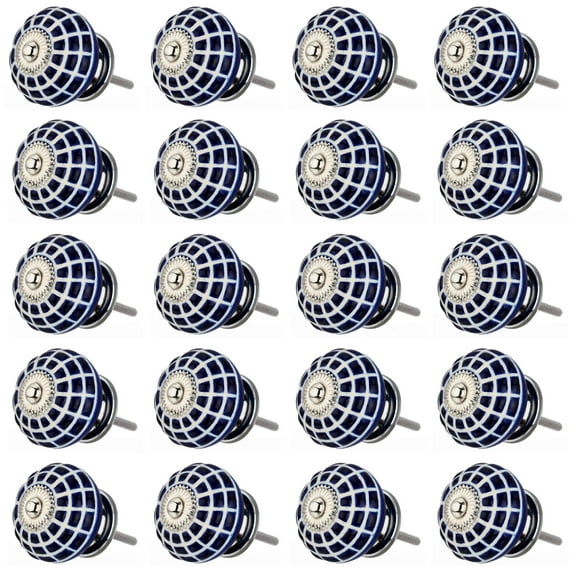 Mascot Hardware Checkered Blue Round Cabinet Knob Pack-20
