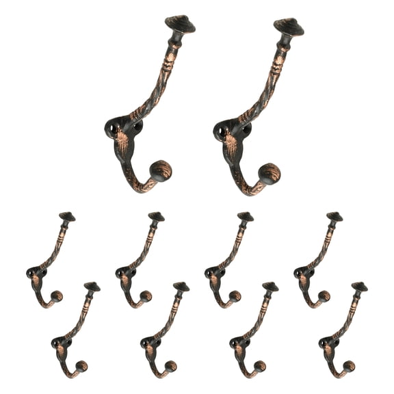 Mascot Hardware Copper Finish Twisted Iron Hat & Coat Hook - Pack of 10