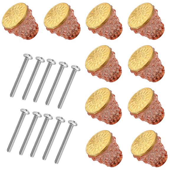 Mascot Hardware Diamond Cut 1-1/2 In. Terracotta Cabinet Knob Golden Head - Pack of 10