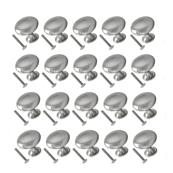 Mascot Hardware Elegant 1 in. Satin Nickel Round Metal Cabinet Knobs - Pack of 20