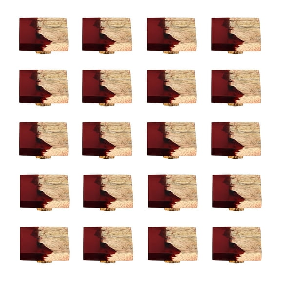 Mascot Hardware Frosted Timber 1-2/3 In. Red & Wood Cabinet Knob - Pack of 20