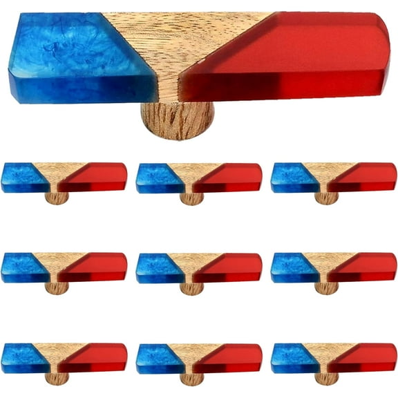 Mascot Hardware Fusion 2-7/8 In. Red & Smoky Blue Wood Cabinet Knob - Pack of 10