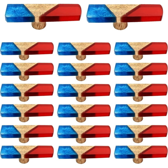 Mascot Hardware Fusion 2-7/8 In. Red & Smoky Blue Wood Cabinet Knob - Pack of 20