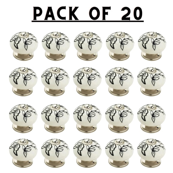 Mascot Hardware Grey Round Ceramic Cabinet Knob Pack-20