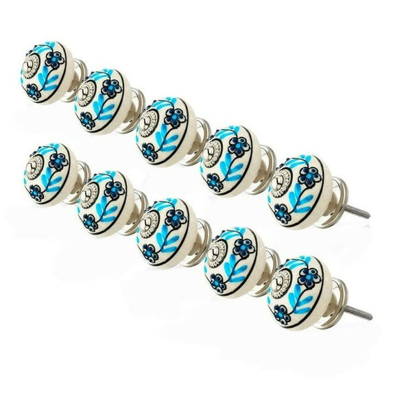 Mascot Hardware Leaf De-Side Black & Cream Cabinet Knob Pack-10