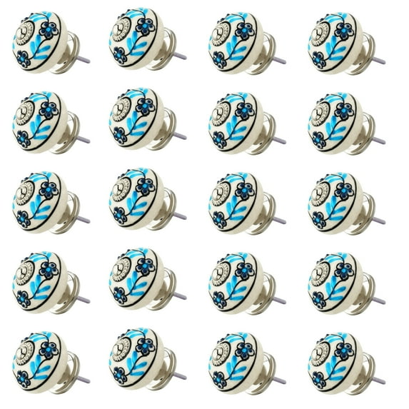 Mascot Hardware Leaf De-Side Black & Cream Cabinet Knob Pack-20