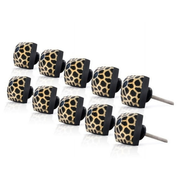 Mascot Hardware Stone Pattern Pyramid 1-3/8 In. Black On Distressed Yellow Cabinet Knob - Pack of 10