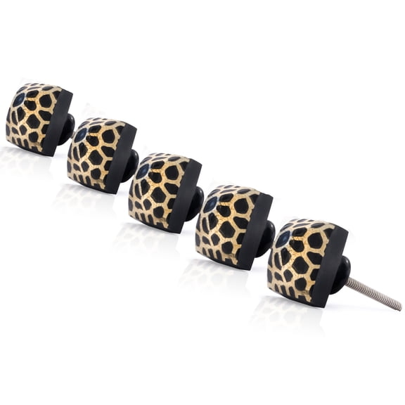 Mascot Hardware Stone Pattern Pyramid 1-3/8 In. Black On Distressed Yellow Cabinet Knob - Pack of 5