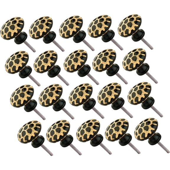 Mascot Hardware Stone Pattern Round 1-3/10 In.Black On Distressed Yellow Cabinet Knob - Pack of 20