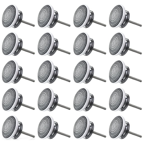 Mascot Hardware Tribal Design 1-3/5 In. Black & White Cabinet Knob - Pack of 20
