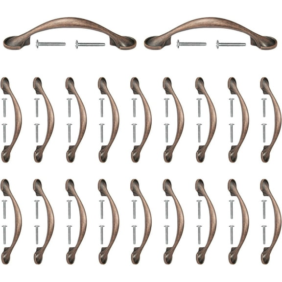 Mascot Hardware Wide Footed 3 In. (76Mm) Antique Copper Drawer Pull - Pack of 20