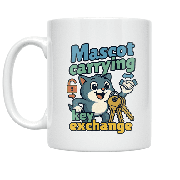 Mascot Key Exchange Design - Collaboration Enthusiast - 11 oz Ceramic Coffee Mug