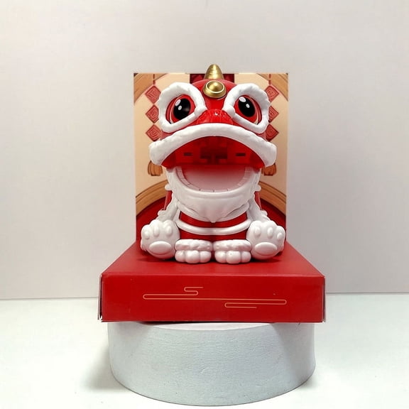 Mascot Ornament Chinese Style Lucky Dancing Lion Model Solar Powered Home Decoration Holiday Gifts Bring Wealth Good Fortune