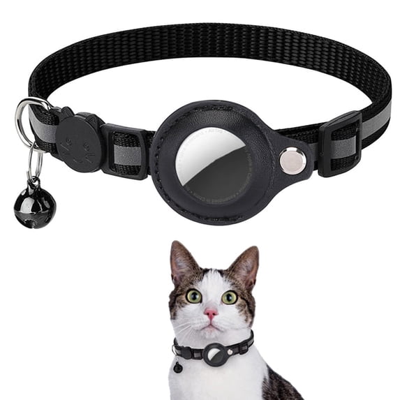 Mascotas Adjustable Reflective Nylon Pet Collar with AirTag Sleeve, Heavy Duty Quick Release Buckle, for Small Medium Large Dogs & Puppies, 2 Pack