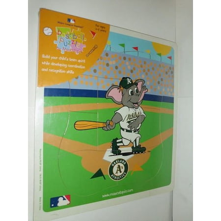 Mascotopia 2004 MLB Oakland As Wooden Baseball Puzzle For Ages 2-5