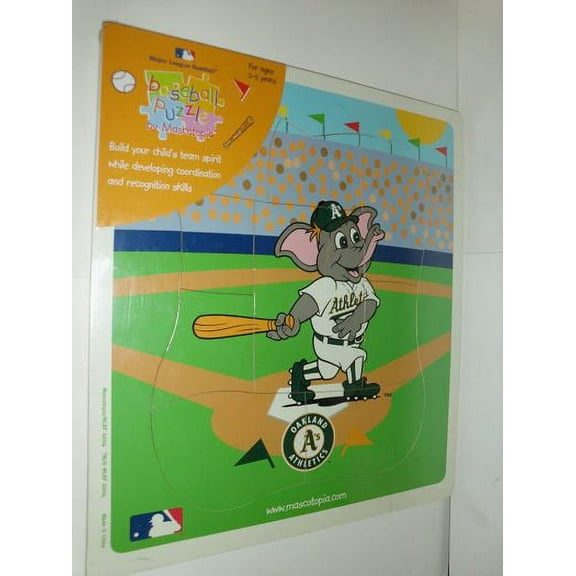 Mascotopia 2004 MLB Oakland As Wooden Baseball Puzzle For Ages 2-5