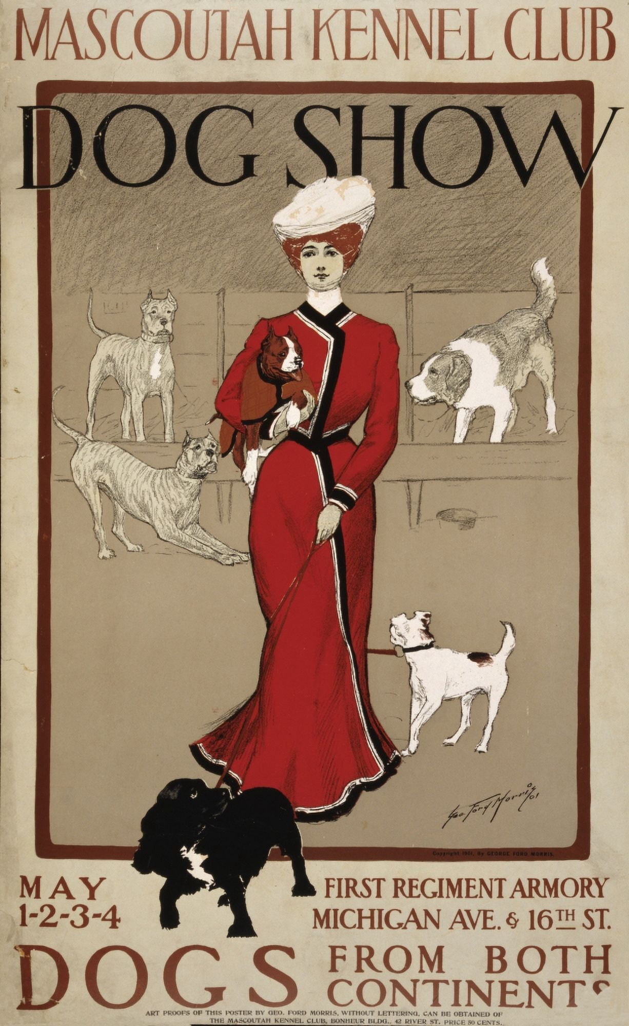 Mascoutah Kennel Club dog show 1901 Canvas Art - George Ford Morris (24 x 36)
