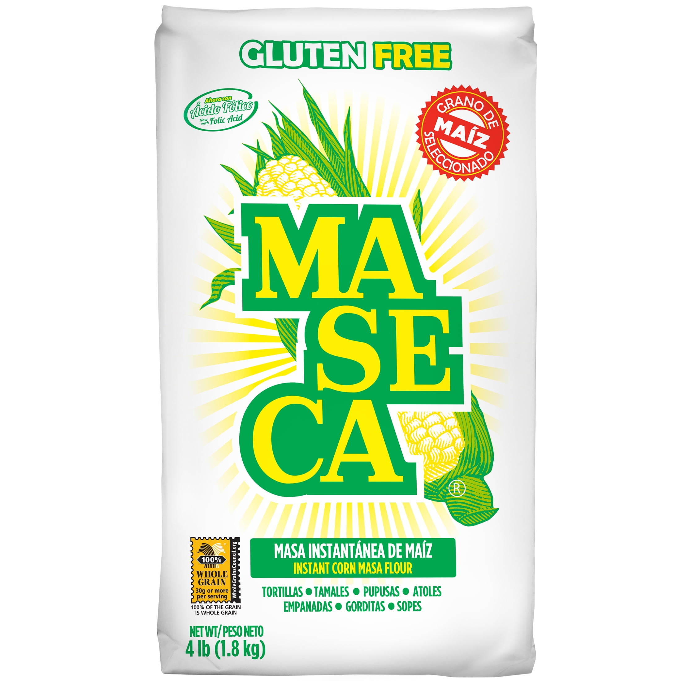 MASECA Traditional Instant Corn Masa Flour 4 0 Lb Gluten Free Whole MASECA Traditional Instant Corn Masa Flour 4 0 Lb Gluten Free Whole