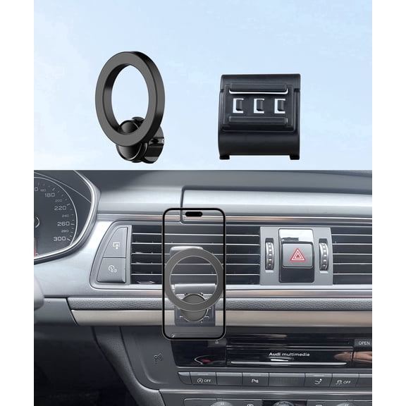 MaserWeller Car Phone Holder for 2012-2018 Audi A6 A7 S6 S7 RS6 RS7 Accessories, 360 Rotation Phone Mount Compatible with MagSafe, Cell Phone Holder Does Not Affect Air Vent