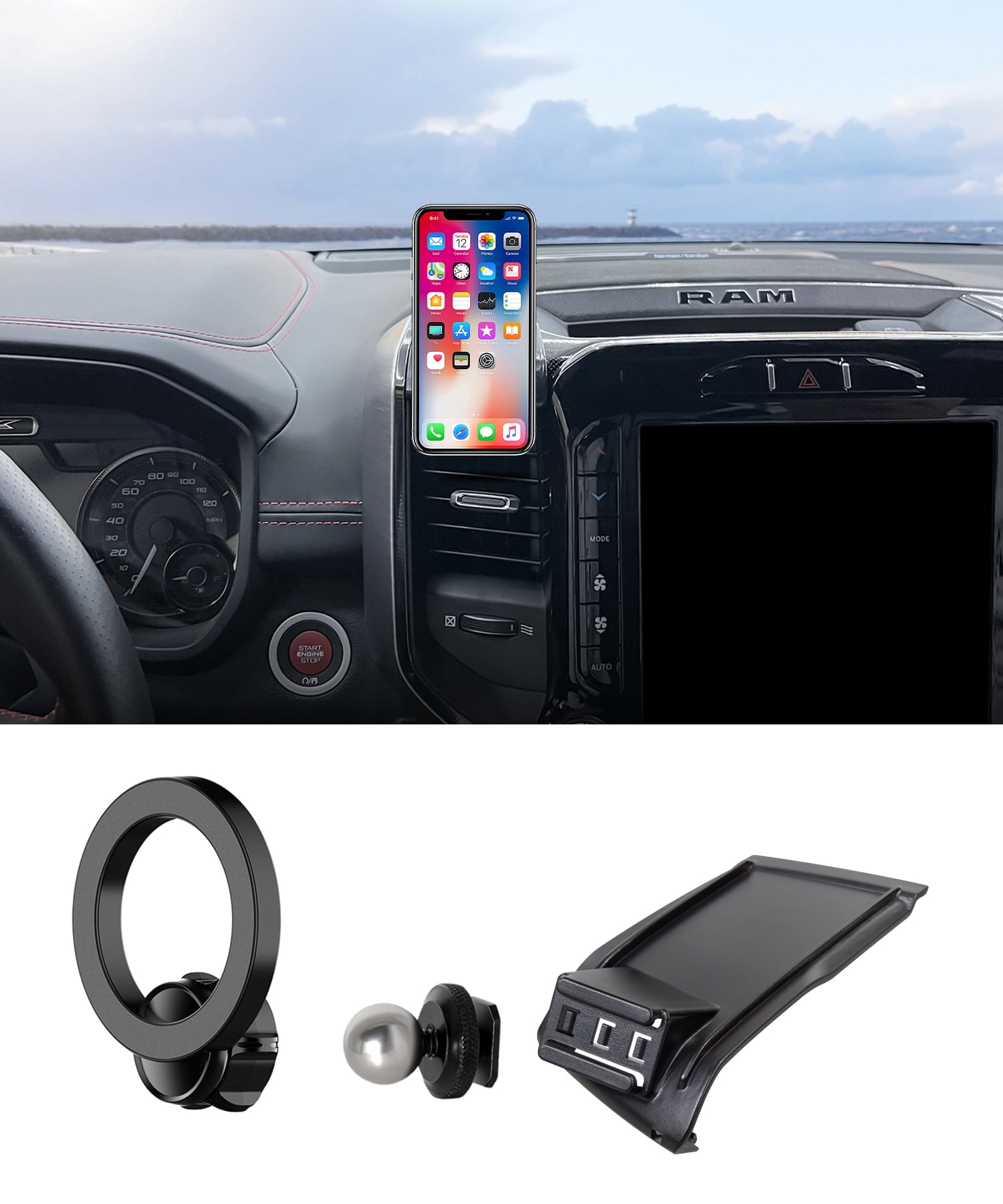 MaserWeller Car Phone Holder for 2019-2024 Dodge RAM 1500/RAM 2500