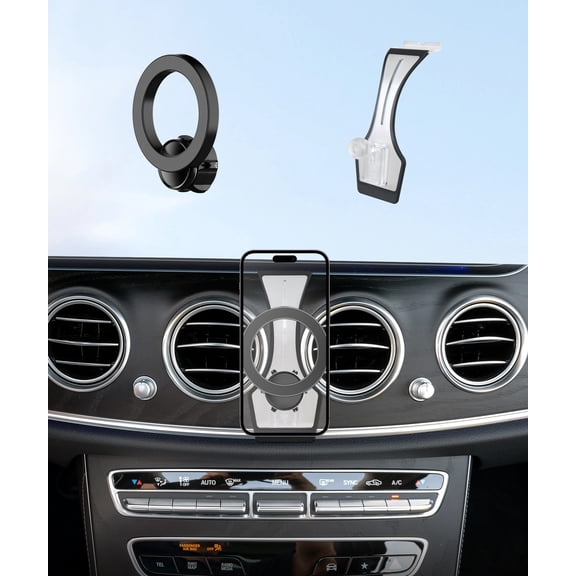 MaserWeller Car Phone Holder for Mercedes Benz E Class 2016-2023 CLS Class 2018-2023 Accessories, 360 Rotation Phone Mount Compatible with MagSafe, Cell Phone Holder Does Not Affect Air Vent