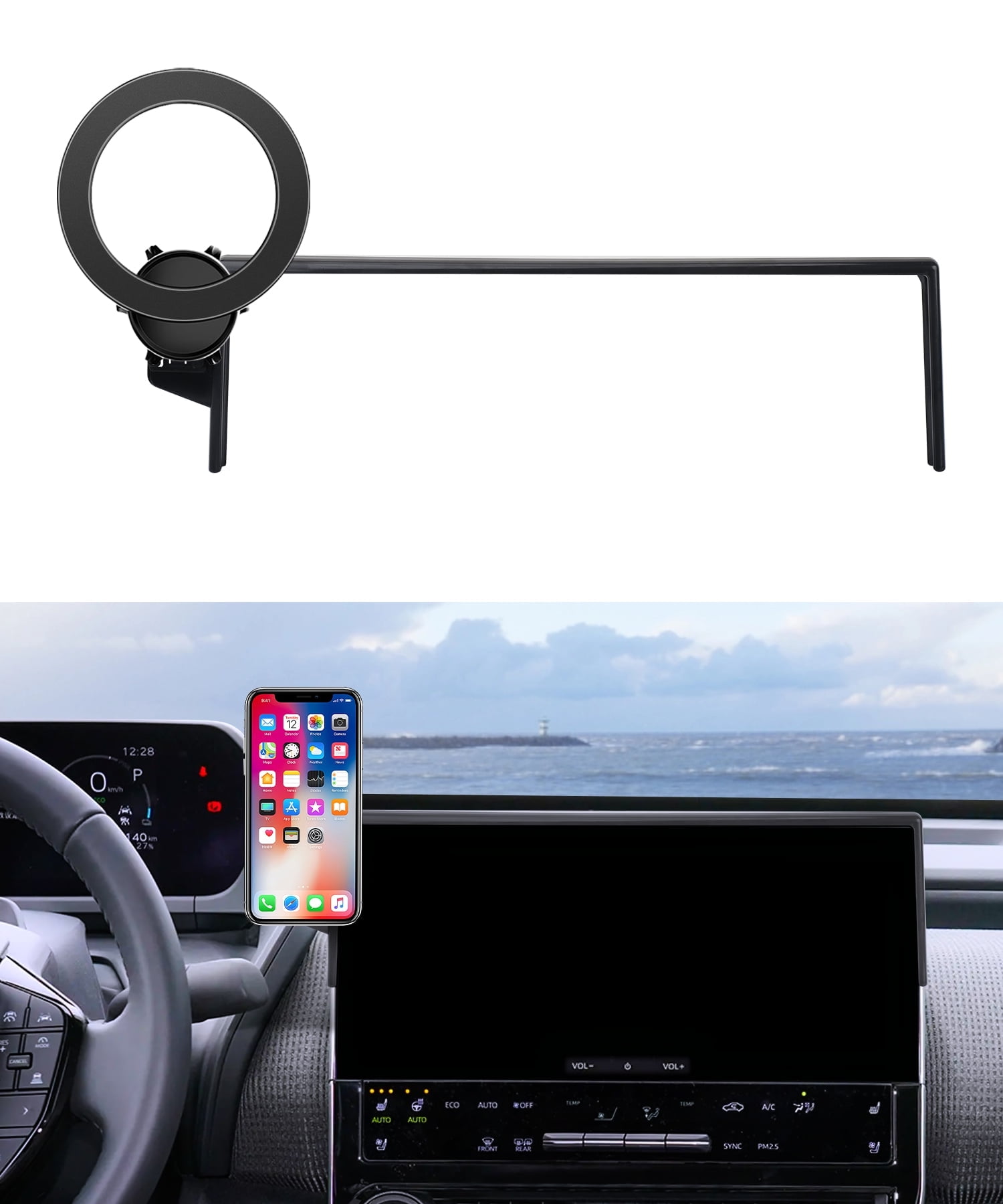 KAKSEY Car Phone Holder For Toyota RAV4 2019-2025 – 7/8 Inch Screen Clip Mount, No Vent Blocking