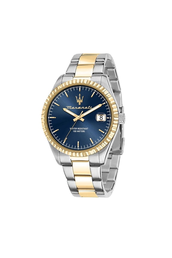 R8853100027- Competizione Two Tone Stainless Steel Blue Dial Quartz 100M Mens Watch, Blue - Adult