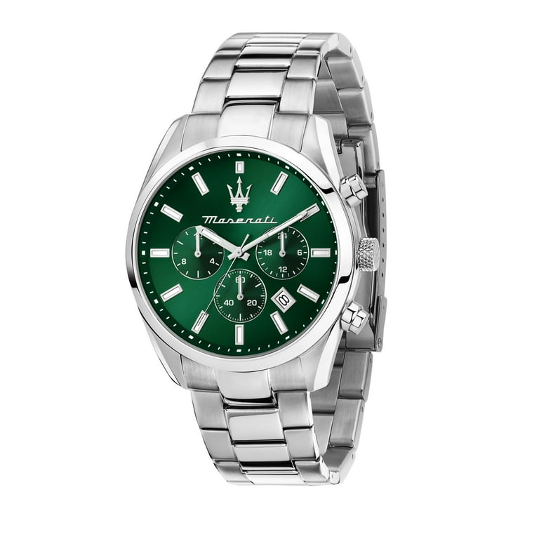 Maserati Men's Watch Attraction Chronograph Silver 43mm Green