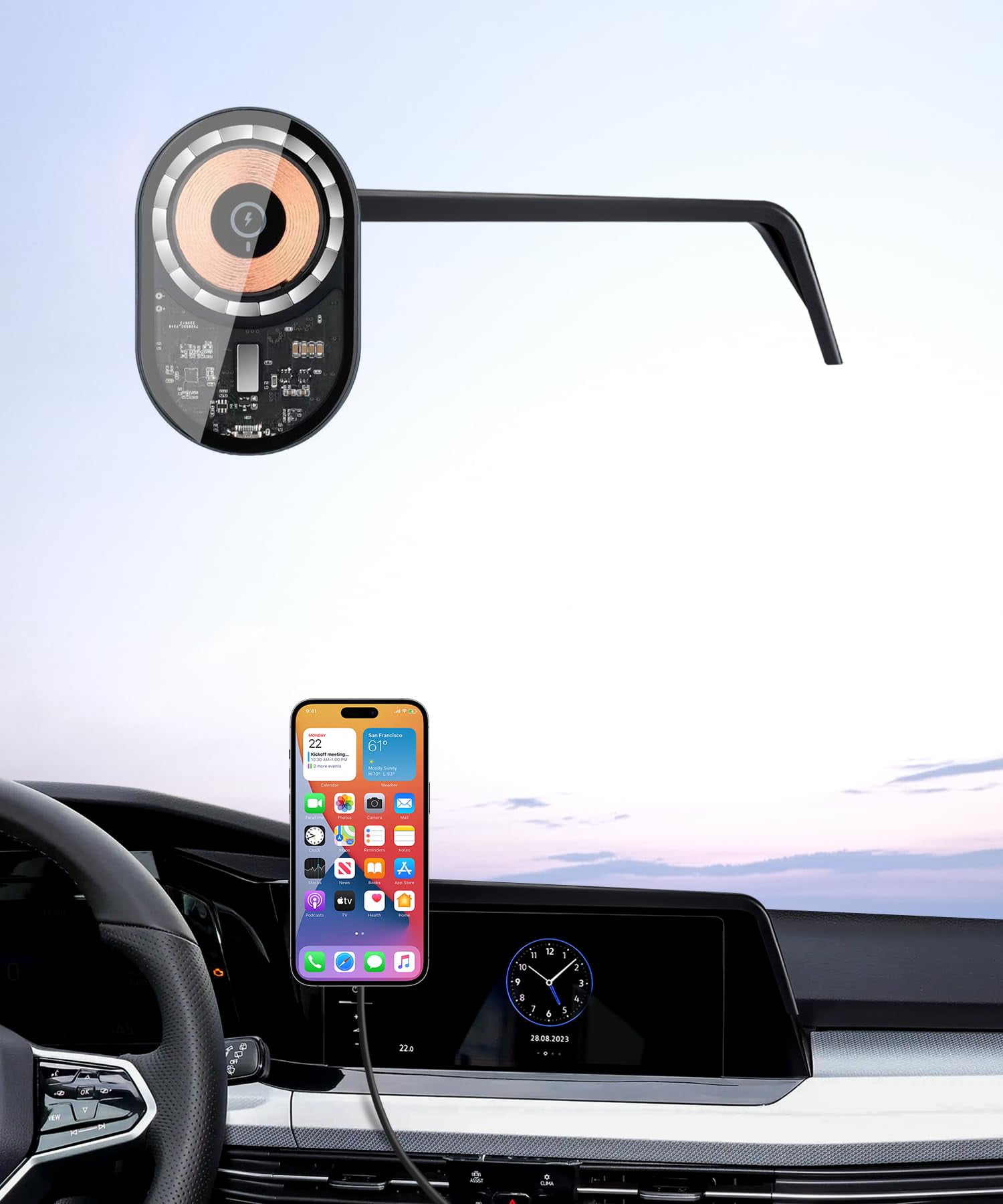 Masergogo Wireless Charging car Phone Holder for Volkswagen Golf