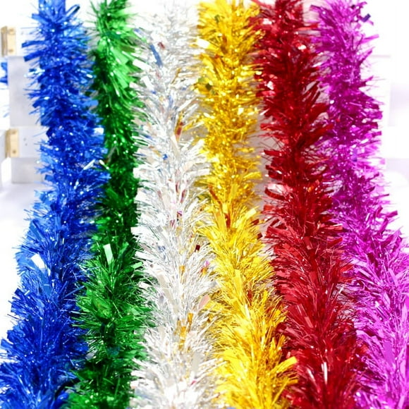 Masertor 6.5ft Christmas Tinsel Garland, Christmas Tree Ornaments Home Party Classic Shiny Sparkly Ceiling Hanging Decorations