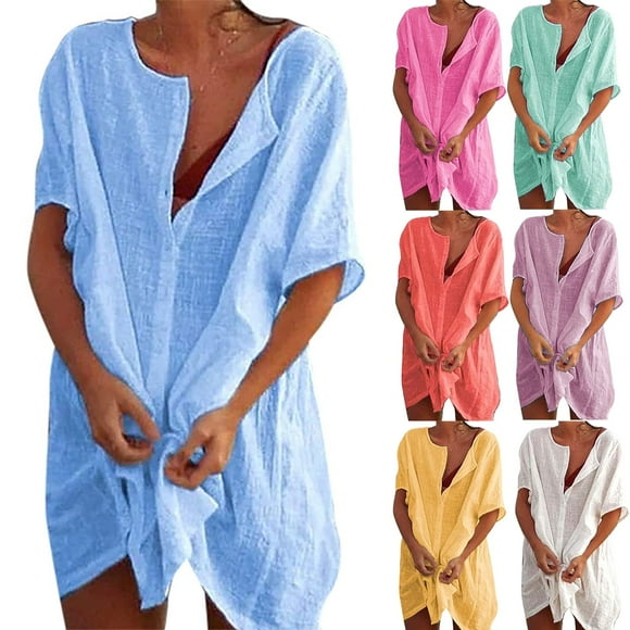 Masertor Swimsuit Swim Coverups For Women 2024 Shirt Summer Swimsuit Beach Cover Up Shirt S-4XL Sun Protection