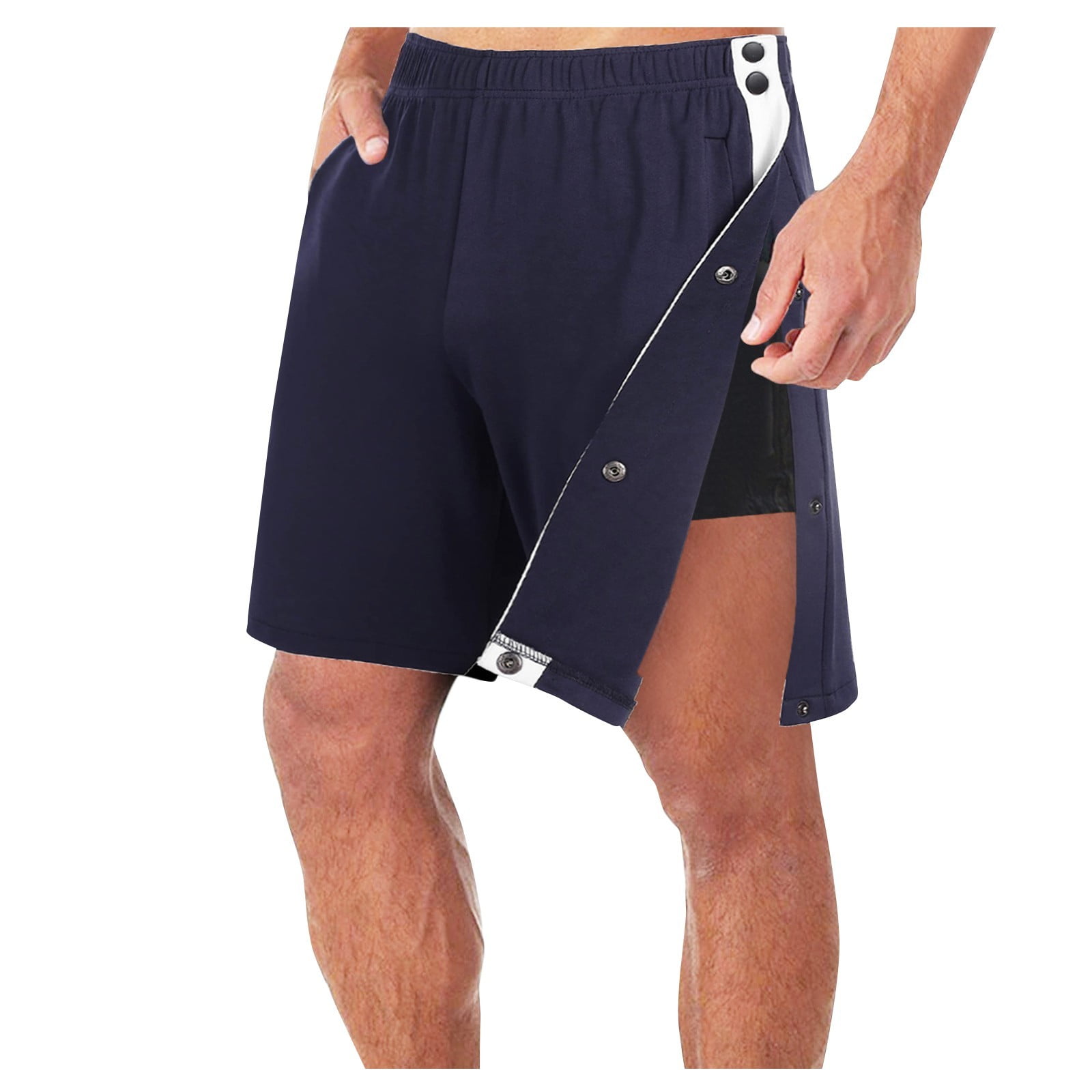 Masertor Tear Away Shorts for Men Post Surgery Adaptive Clothing Wide Leg Snap Loose Fit Shorts